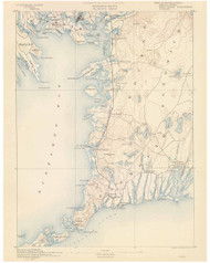 Falmouth, MA 1890 USGS Old Topo Map 15x15 Quad RSY