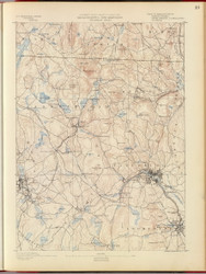 Fitchburg, MA 1890 USGS Old Topo Map 15x15 Quad RSY