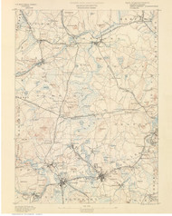 Framingham, MA 1890 USGS Old Topo Map 15x15 Quad RSY