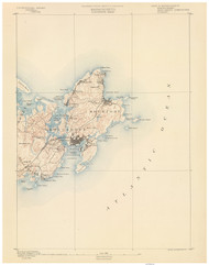 Gloucester, MA 1890 USGS Old Topo Map 15x15 Quad RSY
