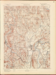 Greenfield, MA 1890 USGS Old Topo Map 15x15 Quad RSY