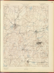 Marlboro, MA 1890 USGS Old Topo Map 15x15 Quad RSY