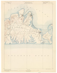 Martha's Vineyard, MA 1890 USGS Old Topo Map 15x15 Quad RSY