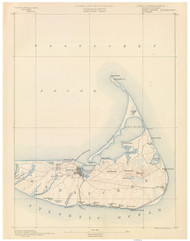 Nantucket, MA 1890 USGS Old Topo Map 15x15 Quad RSY