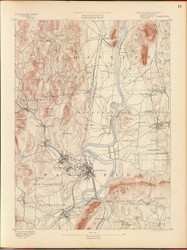 Northampton, MA 1890 USGS Old Topo Map 15x15 Quad RSY