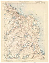 Plymouth, MA 1890 USGS Old Topo Map 15x15 Quad RSY