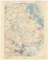 Salem, MA 1890 USGS Old Topo Map 15x15 Quad RSY