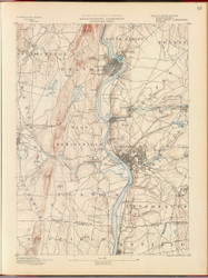 Springfield, MA 1890 USGS Old Topo Map 15x15 Quad RSY