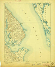 Drum Point, Maryland 1892 (1896) USGS Old Topo Map 15x15 Quad