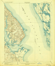 Drum Point, Maryland 1905 (1928) USGS Old Topo Map 15x15 Quad