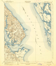 Drum Point, Maryland 1905 (1938) USGS Old Topo Map 15x15 Quad