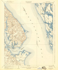 Drum Point, Maryland 1905 (1943) USGS Old Topo Map 15x15 Quad