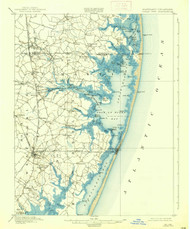 Ocean City, Maryland 1901 (1938) USGS Old Topo Map 15x15 Quad
