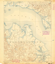 Piney Point, Maryland 1892 (1894) USGS Old Topo Map 15x15 Quad