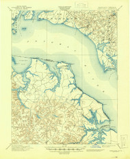 Piney Point, Maryland 1901 (1945) USGS Old Topo Map 15x15 Quad