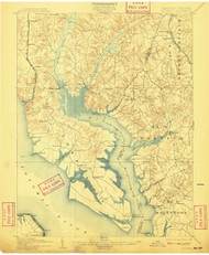 Wicomico, Maryland 1902 (1909) USGS Old Topo Map 15x15 Quad