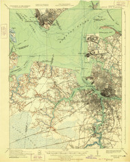 Newport News, Virginia 1921 (1928) USGS Old Topo Map 15x15 Quad