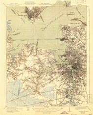 Newport News, Virginia 1921 (1941) USGS Old Topo Map 15x15 Quad