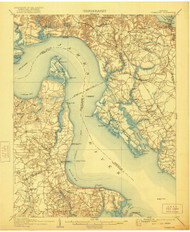Yorktown, Virginia 1907 (1921) USGS Old Topo Map 15x15 Quad