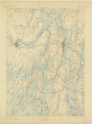 Bath, Maine 1894 (1904) USGS Old Topo Map 15x15 Quad