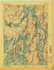 Bath, Maine 1894 (1913) USGS Old Topo Map 15x15 Quad