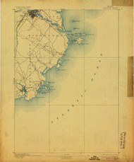 Biddeford, Maine 1893 (1905) USGS Old Topo Map 15x15 Quad