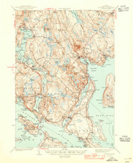 Bluehill, Maine 1944 c (1944 c) USGS Old Topo Map 15x15 Quad