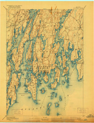 Boothbay, Maine 1893 (1921) USGS Old Topo Map 15x15 Quad