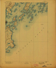 Casco Bay, Maine 1893 (1898) USGS Old Topo Map 15x15 Quad