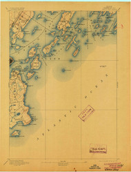 Casco Bay, Maine 1893 (1904) USGS Old Topo Map 15x15 Quad