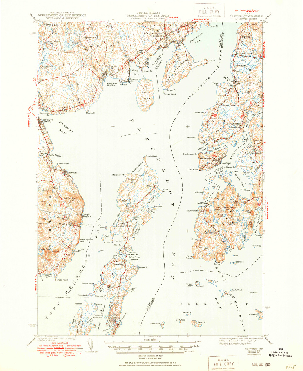 Castine Maine 1943 1950 USGS Old Topo Map 15x15 Quad OLD MAPS castine-maine-1943-1950-usgs-old-topo-map-15x15-quad-old-maps