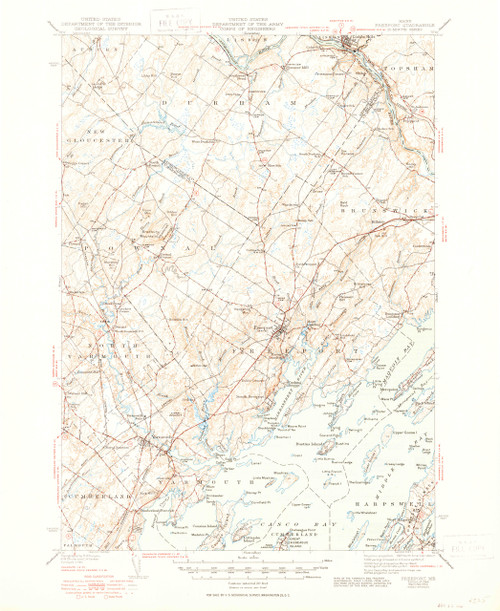 Freeport, Maine 1944 (1950) USGS Old Topo Map 15x15 Quad - OLD MAPS