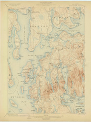 Mount Desert, Maine 1904 (1904) USGS Old Topo Map 15x15 Quad