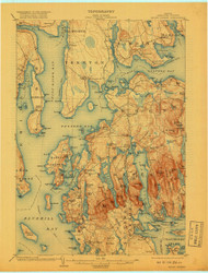 Mount Desert, Maine 1904 (1918) USGS Old Topo Map 15x15 Quad