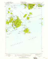 Swan Island, Maine 1943 (1958) USGS Old Topo Map 15x15 Quad