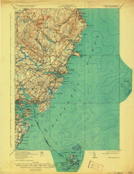 York, Maine 1920 (1933) USGS Old Topo Map 15x15 Quad