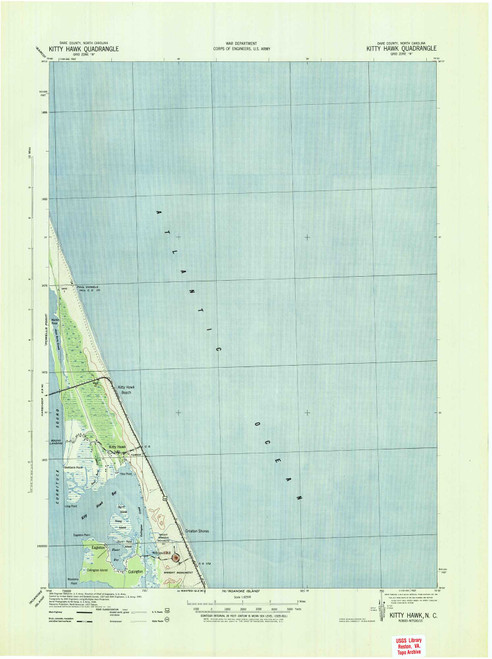 Kitty Hawk, North Carolina 1940 (1942b) USGS Old Topo Map 15x15 Quad
