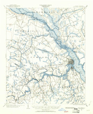 New Bern, North Carolina 1901 (1961) USGS Old Topo Map 15x15 Quad