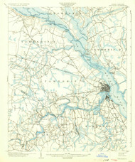 New Bern, North Carolina 1903 (1935) USGS Old Topo Map 15x15 Quad