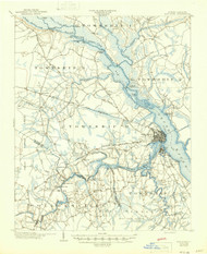 New Bern, North Carolina 1903 (1946) USGS Old Topo Map 15x15 Quad