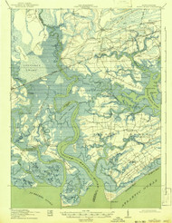 Edisto Island, South Carolina 1919 (1943) USGS Old Topo Map 15x15 Quad