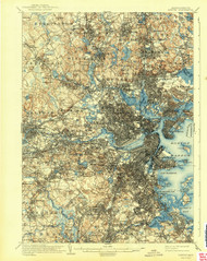 Boston, Massachusetts 1903 (1942) USGS Old Topo Map 15x15 Quad