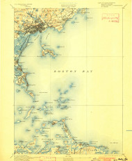 Boston Bay, Massachusetts 1892 (1901a) USGS Old Topo Map 15x15 Quad