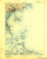 Boston Bay, Massachusetts 1892 (1901b) USGS Old Topo Map 15x15 Quad