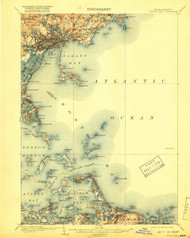 Boston Bay, Massachusetts 1903 (1918) USGS Old Topo Map 15x15 Quad