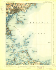 Boston Bay, Massachusetts 1903 (1928) USGS Old Topo Map 15x15 Quad