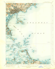 Boston Bay, Massachusetts 1903 (1933) USGS Old Topo Map 15x15 Quad