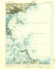 Boston Bay, Massachusetts 1903 (1939) USGS Old Topo Map 15x15 Quad