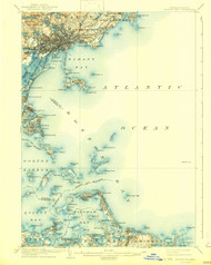 Boston Bay, Massachusetts 1903 (1943) USGS Old Topo Map 15x15 Quad