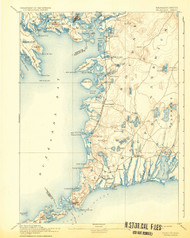 Falmouth, Massachusetts 1893 (1932b) USGS Old Topo Map 15x15 Quad